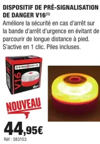 DISPOSITIF DE PRÉ-SIGNALISATION DE DANGER V16 Swiss Drive