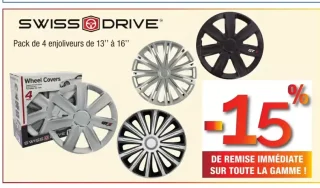 Swiss Drive Pack de 4 enjoliveurs de 13" à 16"