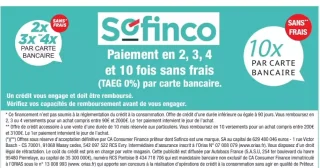 Sofinco Paiement en 2, 3, 4 et 10 fois sans frais