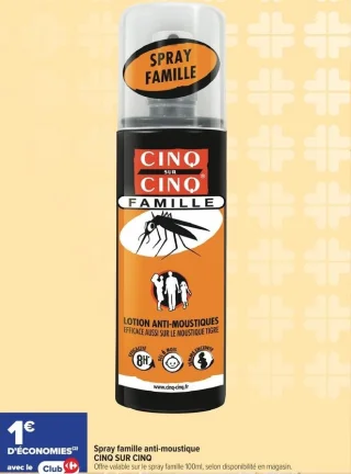 Spray famille anti-moustique CINQ SUR CINQ