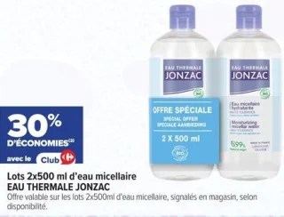 Lots 2x500 ml d'eau micellaire EAU THERMALE JONZAC