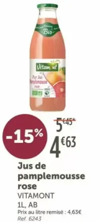 Jus de pamplemousse rose VITAMONT