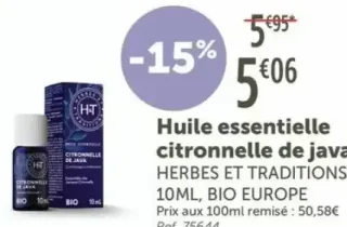Huile essentielle citronnelle de java HERBES ET TRADITIONS