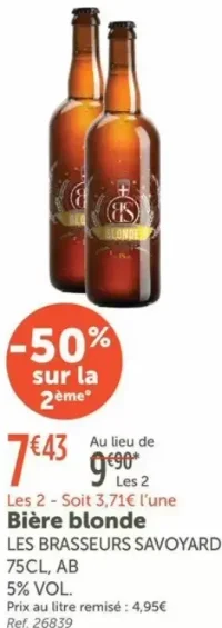 Bière blonde LES BRASSEURS SAVOYARDS 75CL