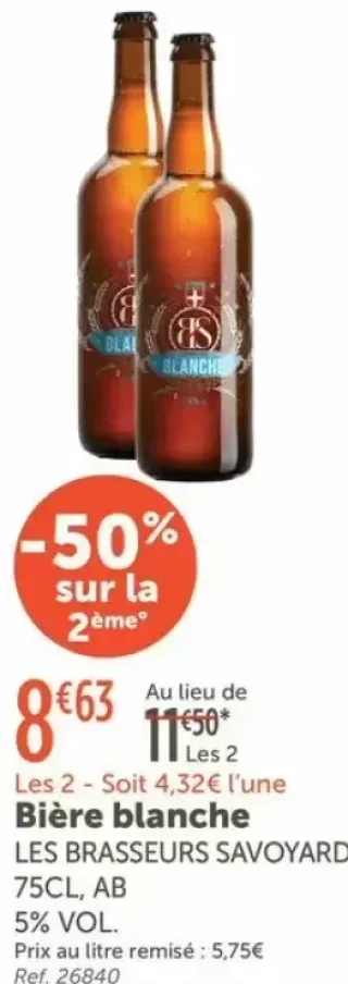 Bière blanche LES BRASSEURS SAVOYARDS 75CL