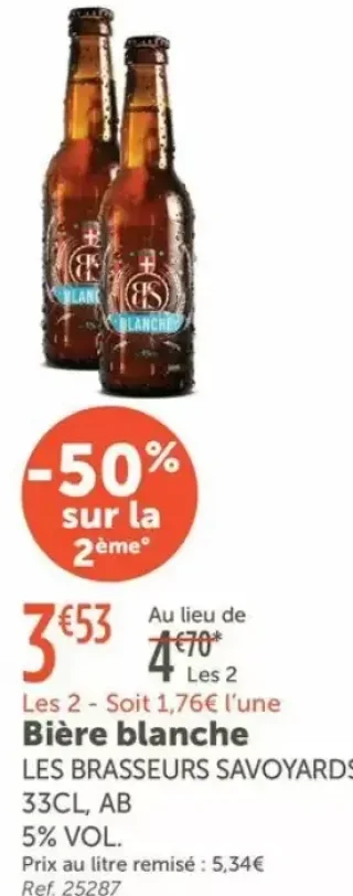 Bière blanche LES BRASSEURS SAVOYARDS 33CL