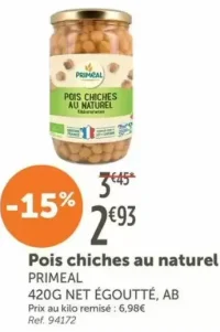 Pois chiches au naturel PRIMEAL
