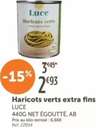 Haricots verts extra fins LUCE
