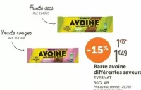 Barre avoine différentes saveurs EVERNAT