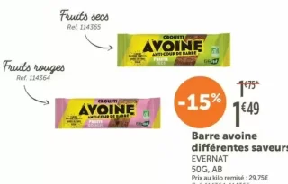 Barre avoine différentes saveurs EVERNAT
