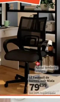 Fauteuil de bureau noir Niala