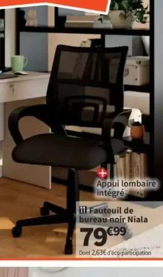 Fauteuil de bureau noir Niala