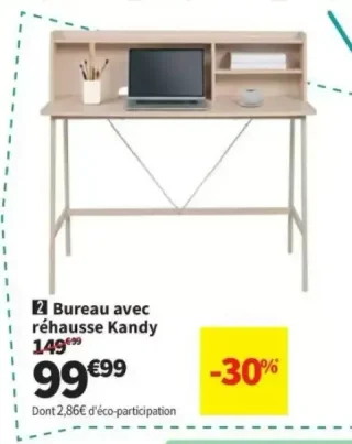 Bureau avec réhausse Kandy