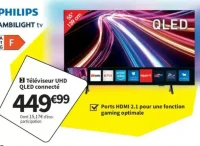 Téléviseur UHD QLED connecté Philips Ambilight tv