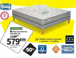Ensemble Pack Synchro XL 140x190 cm Simmons