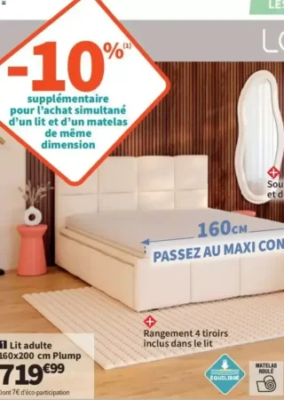 Lit adulte 160x200 cm Lomoco Plump