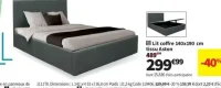 Lit coffre 140x190 cm tissu Aston
