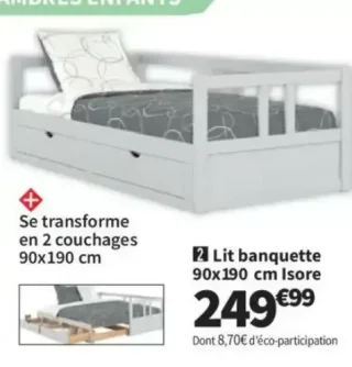 Lit banquette 90x190 cm Isore