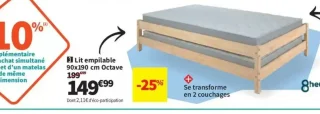 Lit empilable 90x190 cm Octave