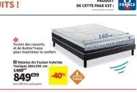 Matelas Air Fusion Hybride Tonique Bultex 160x200 cm