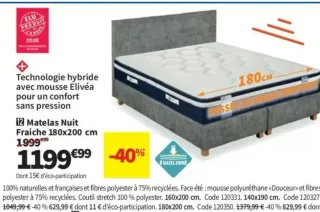 Matelas Nuit Fraîche 180x200 cm