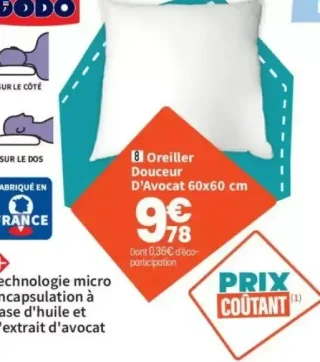 DODO Oreiller Douceur D'Avocat 60x60 cm