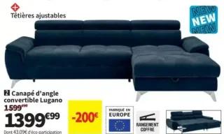 Canapé d'angle convertible Lugano