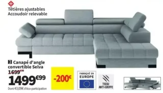 Canape d'angle convertible Selva