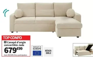 Canapé d'angle convertible Jade