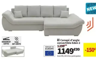 Canapé d'angle convertible Eden 2