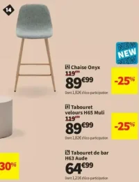 Tabouret de bar H63 Aude