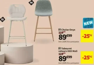 Tabouret velours H65 Muli