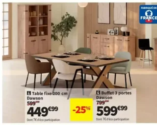 Table fixe 200 cm Dawson Lomoco