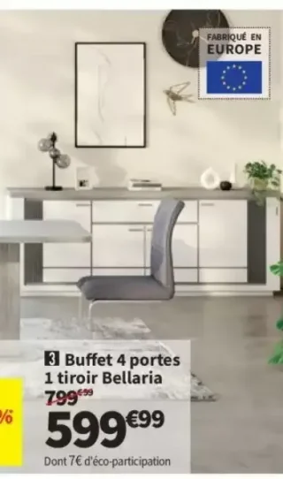 Buffet 4 portes 1 tiroir Bellaria Lomoco
