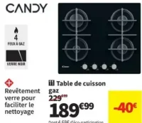 Table de cuisson gaz Candy CVG6B-FP