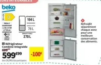 Beko B5BCNA295HS Réfrigérateur Combiné Intégrable