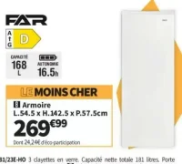 FAR CV166DW Congélateur armoire