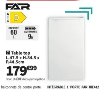 FAR CT606W Congélateur table top
