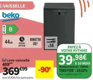 Lave-vaisselle Beko BDFN26452G