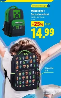MINECRAFT Sac à dos enfant