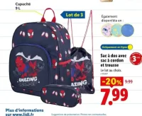Sac à dos avec sac à cordon et trousse