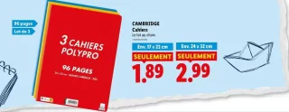 CAMBRIDGE Cahiers Polypro 96 pages - Lot de 3