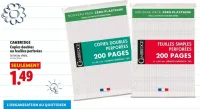 CAMBRIDGE Copies doubles ou feuilles perforées 200 pages