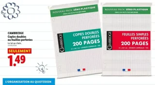 CAMBRIDGE Copies doubles ou feuilles perforées 200 pages