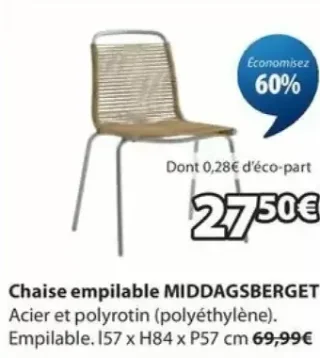 Chaise empilable MIDDAGSBERGET