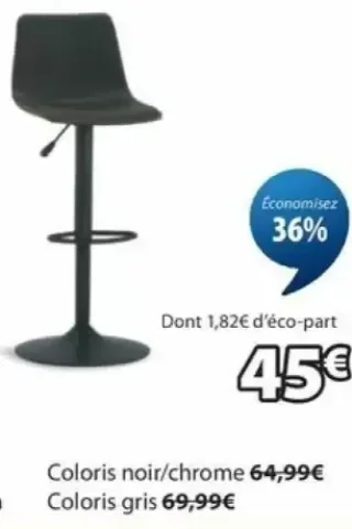 Chaise de bar BROAGER coloris gris