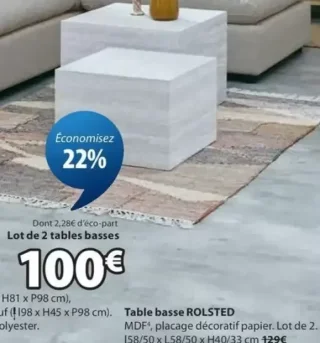 Lot de 2 tables basses ROLSTED