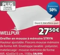 Oreiller en mousse à mémoire STRYN WELLPUR