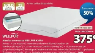 Matelas en mousse WELLPUR KVITA