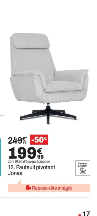 Fauteuil pivotant Jonas